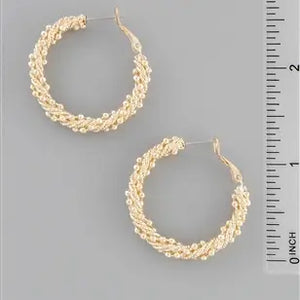 "Call Me Yours" Gold Beaded Wrapped Hoop Earrings