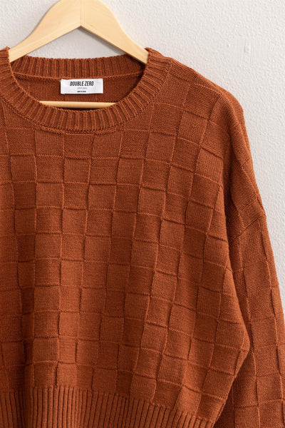 "A Great Escape" Long Sleeve Square Texture Sweater