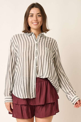 Plus "Follow You Around" Striped Button Down Top