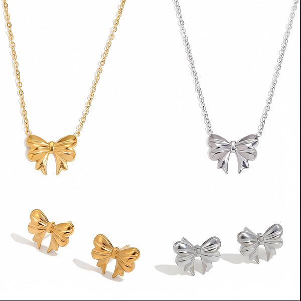 "The Charlotte Set" 18k Gold Plated Bow Set