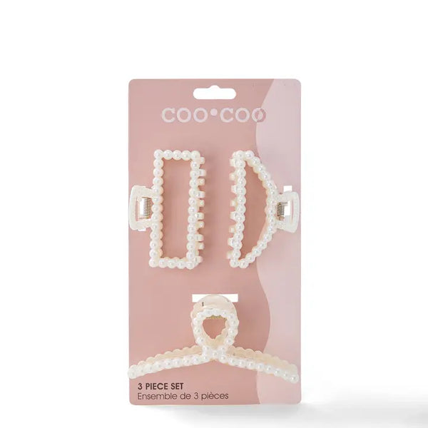 "Time To Unwind" 3 Piece Pearl Claw Clip Set