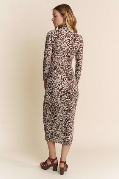 "Everything Nice" Mock Neck Animal Print Tight Midi Dress