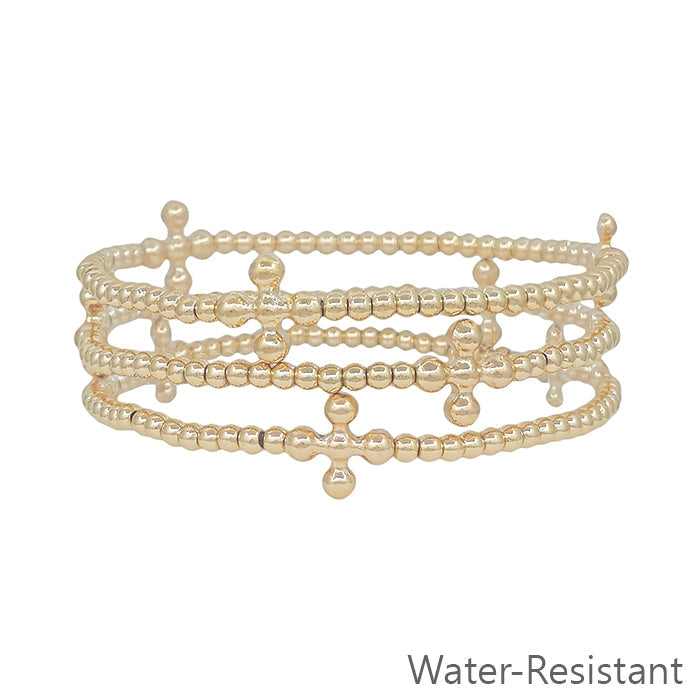 "Nicole" Set of 3 Water Resistant Cross Bracelet