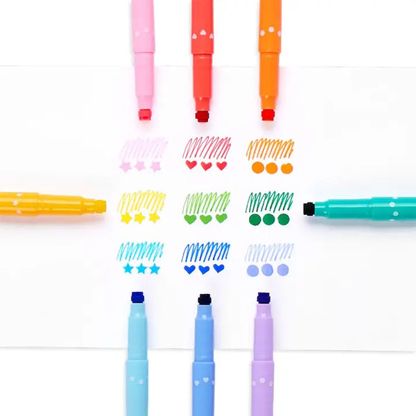 Confetti Stamp Double Ended Markers (Set Of 9)