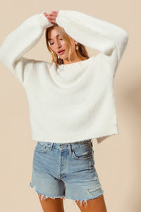 "In Your Arms" Satin Bow Embellished Open Back Sweater Top