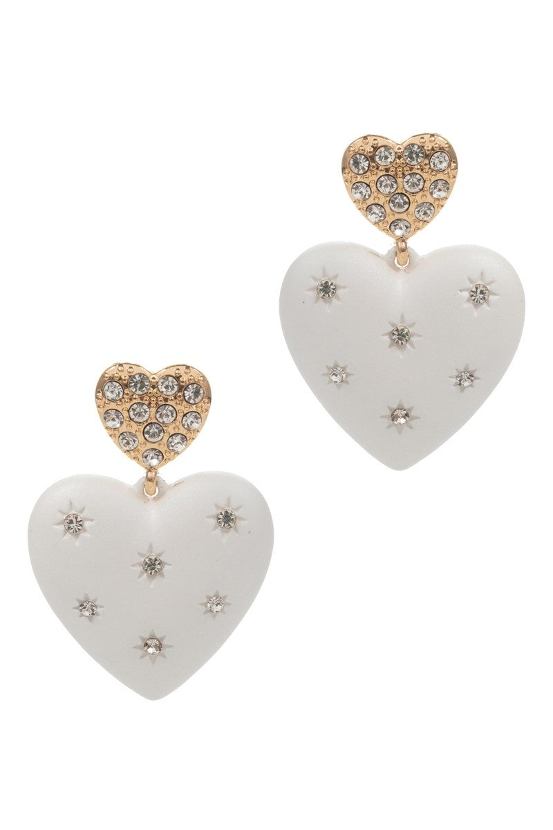 "Oh My Darling" Heart Shaped Rhinestone Earrings