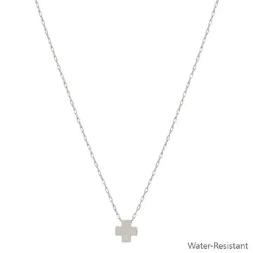 "Let's Keep Going" Silver Cross Charm Necklace