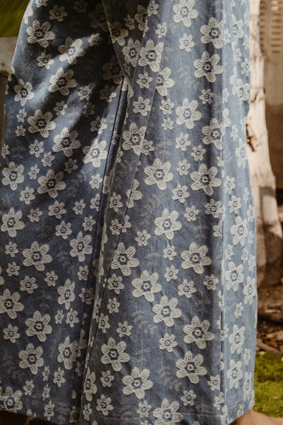 "Finding My Peace" Floral Texture Wide Leg Jean