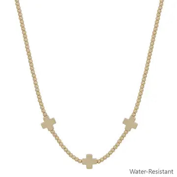 "Touchdown Season" Cross Gold Necklace