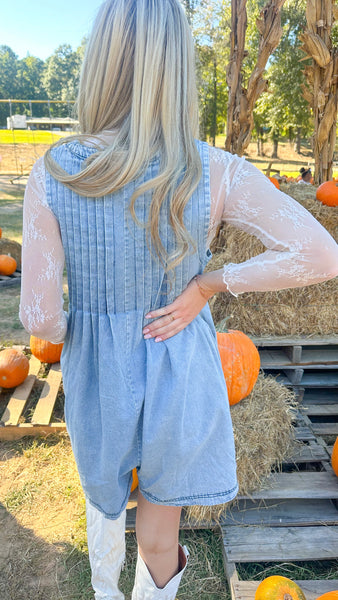 "My Go-To" V-Neck Sleeveless Denim Romper