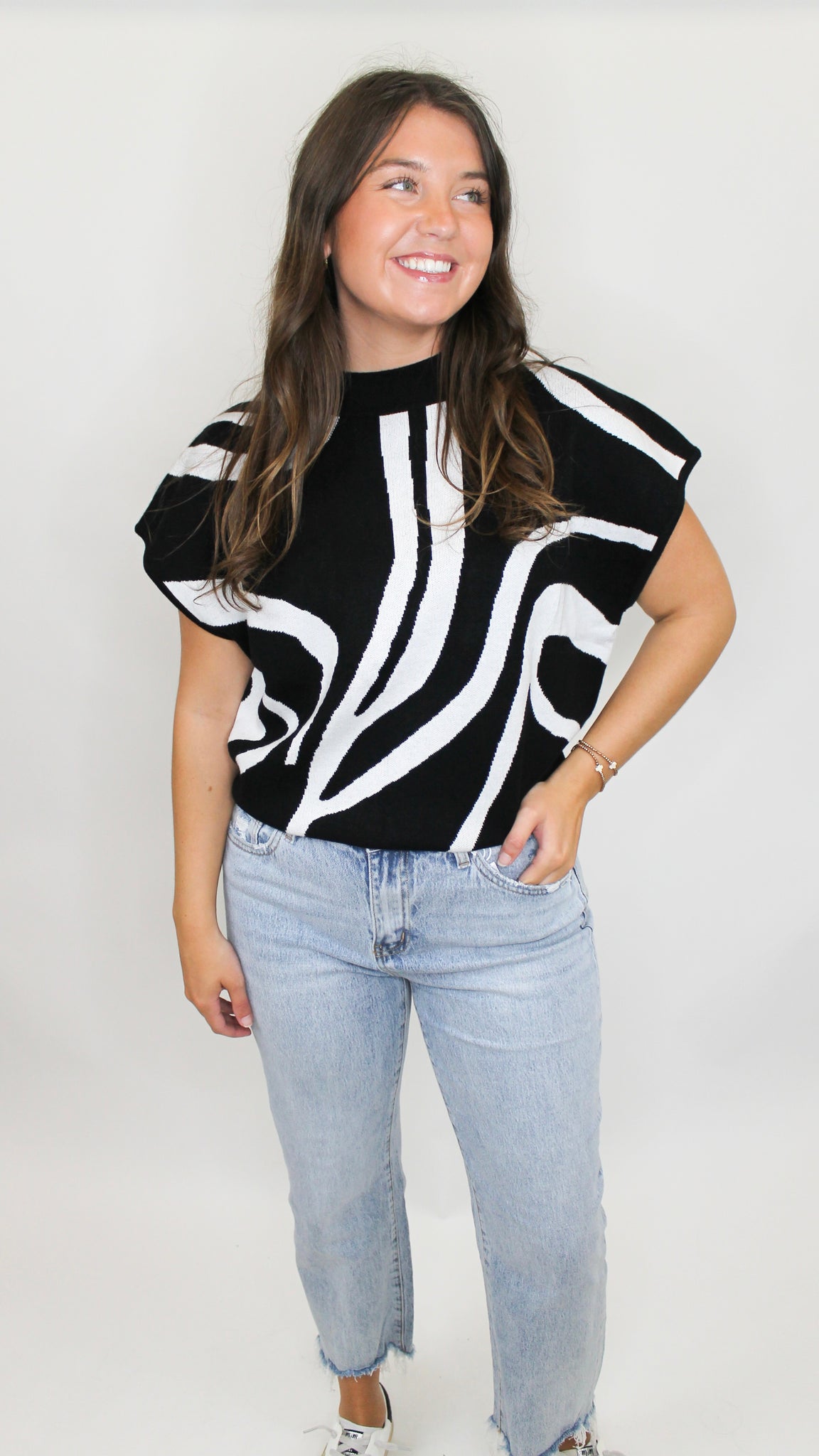 "It's A Secret" Swirl Mock Neck Top