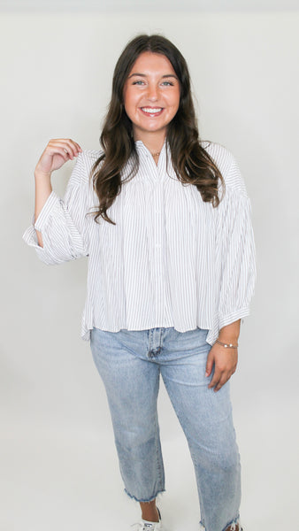 High Stakes Relaxed Fit Button Down Top