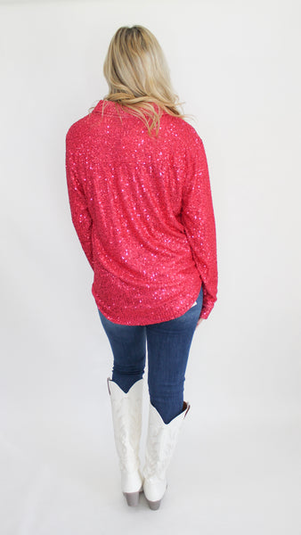 "Fun And Games" Sequin Button Down Top