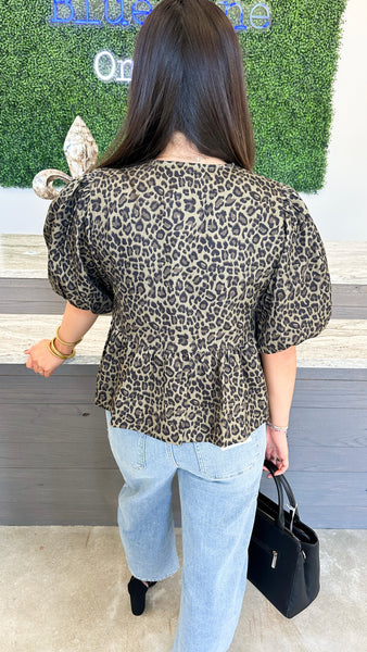 "All On You" Leopard Print Puff Sleeve Top