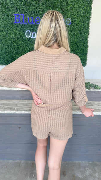 Girl To Girl Textured Knit Button Front Romper